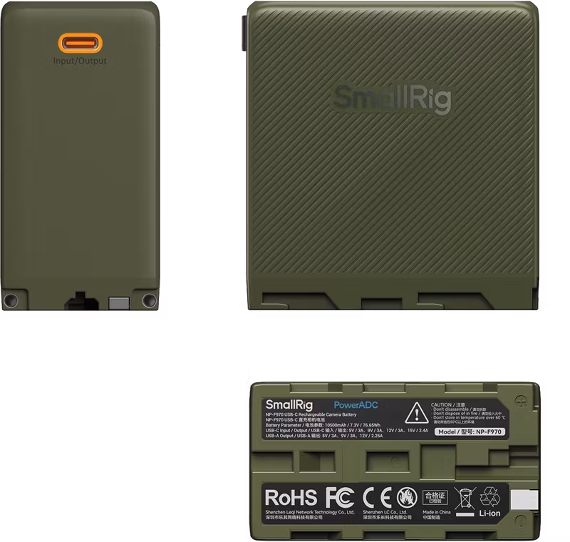 SmallRig 4577 Camera Battery USB-C Rechargeable NP-F970 Green