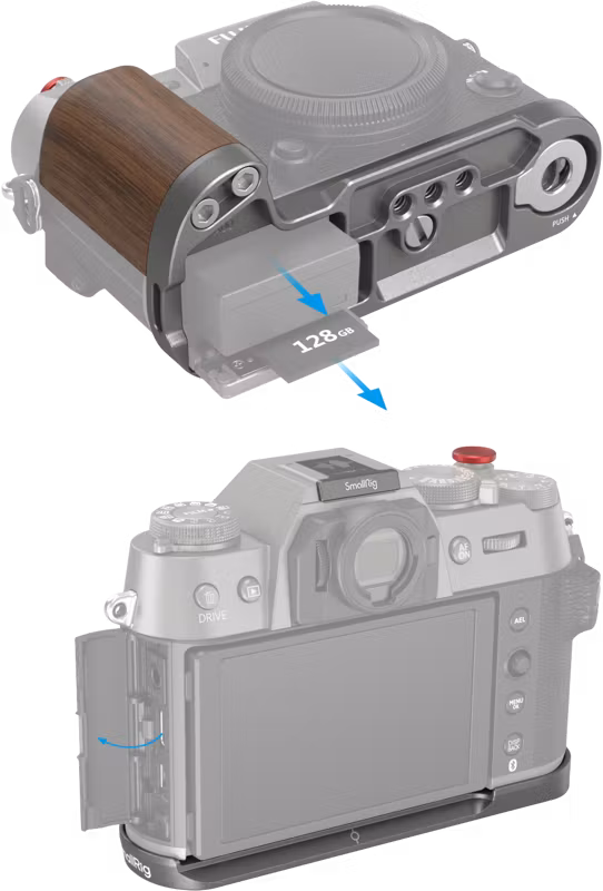 SmallRig 4736 Wooden L-Shape Grip for Fujifilm X-T50 Charcoal Silver