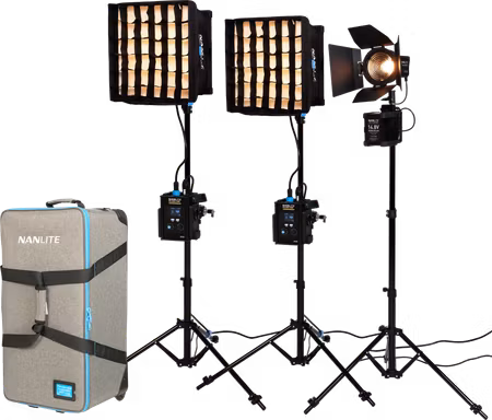 Nanlite PavoSlim 60B & Forza 60B II KIT 60B x2 + Forza 60BII - 3-Light Kit with Light Stand