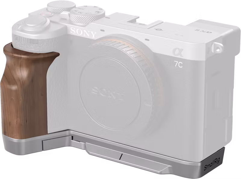 SmallRig 4796 L-Shape Mount Plate with Wooden Handle for Sony Alpha 7C II / Alpha 7CR