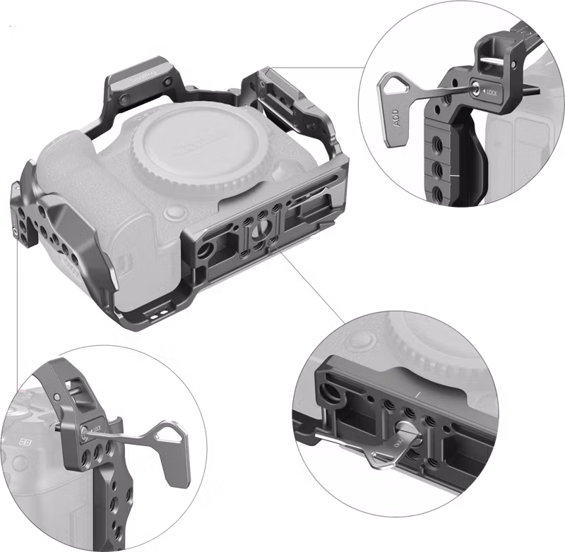 SmallRig 4977 HawkLock Quick Release Cage for Canon EOS R5 Mark II