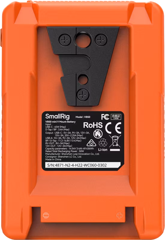 SmallRig 4871 V-Mount Battery Mini VB50 (Orange)