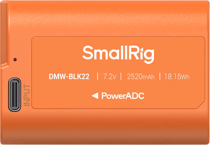 SmallRig 4979 Camera Battery USB-C Rechargeable DMW-BLK22 Orange