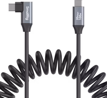 SmallRig 4792 USB-C Straight to USB-C Angled Coiled Data Cable