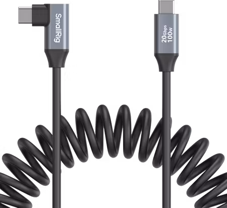 SmallRig 4792 USB-C Straight to USB-C Angled Coiled Data Cable
