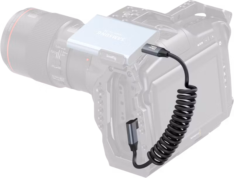 SmallRig 4792 USB-C Straight to USB-C Angled Coiled Data Cable