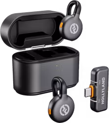 Hollyland LARK M2S Duo Wireless Lavalier Microphone with USB-C Plug (Duo, Space Gray)