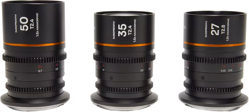 Laowa Nanomorph S35 Prime 3-Lens Bundle  (27mm, 35mm, 50mm) (Amber) - Sony E