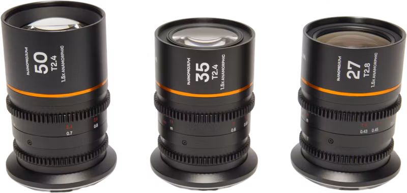 Laowa Nanomorph S35 Prime 3-Lens Bundle  (27mm, 35mm, 50mm) (Amber) - Sony E