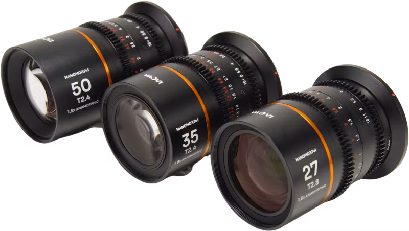 Laowa Nanomorph S35 Prime 3-Lens Bundle  (27mm, 35mm, 50mm) (Amber) - Sony E