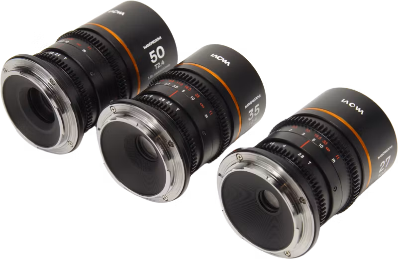 Laowa Nanomorph S35 Prime 3-Lens Bundle  (27mm, 35mm, 50mm) (Amber) - Sony E