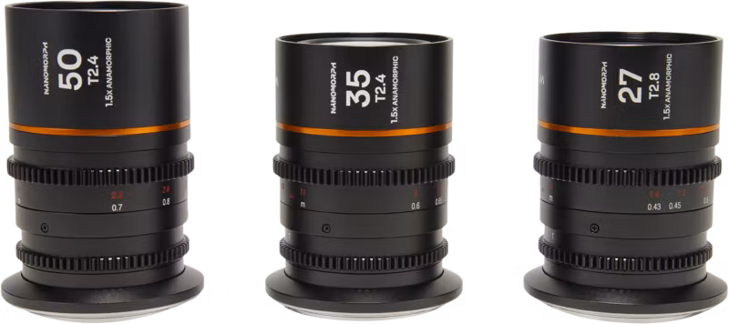 Laowa Nanomorph S35 Prime 3-Lens Bundle  (27mm, 35mm, 50mm) (Amber) - Canon RF