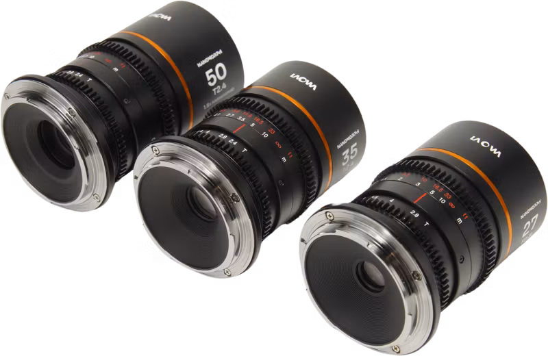 Laowa Nanomorph S35 Prime 3-Lens Bundle  (27mm, 35mm, 50mm) (Amber) - Canon RF