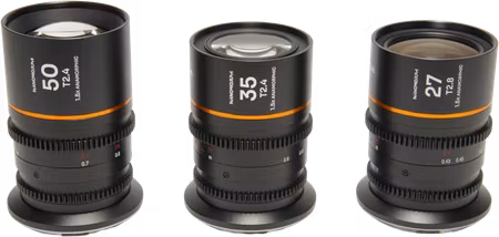 Laowa Nanomorph S35 Prime 3-Lens Bundle  (27mm, 35mm, 50mm) (Amber) - L Mount