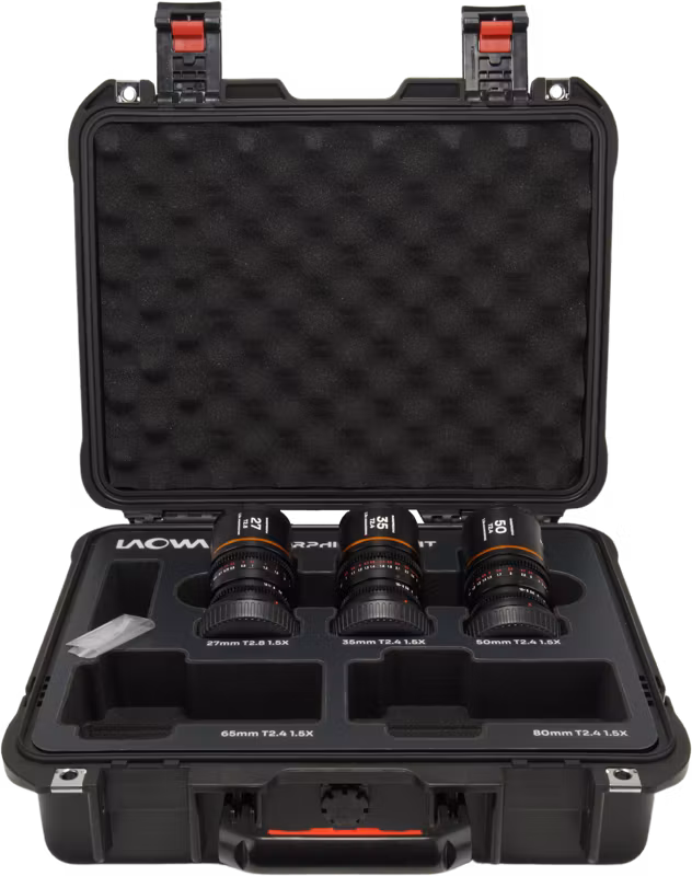 Laowa Nanomorph S35 Prime 3-Lens Bundle  (27mm, 35mm, 50mm) (Amber) - L Mount
