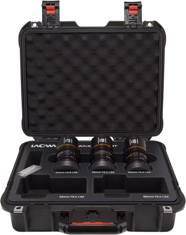 Laowa Nanomorph S35 Prime 3-Lens Bundle  (27mm, 35mm, 50mm) (Amber) - MFT