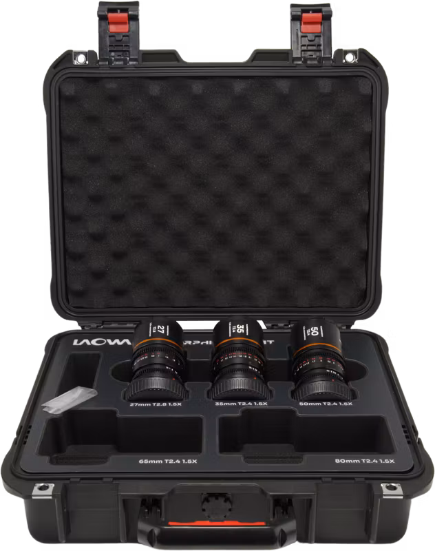 Laowa Nanomorph S35 Prime 3-Lens Bundle  (27mm, 35mm, 50mm) (Amber) - DL