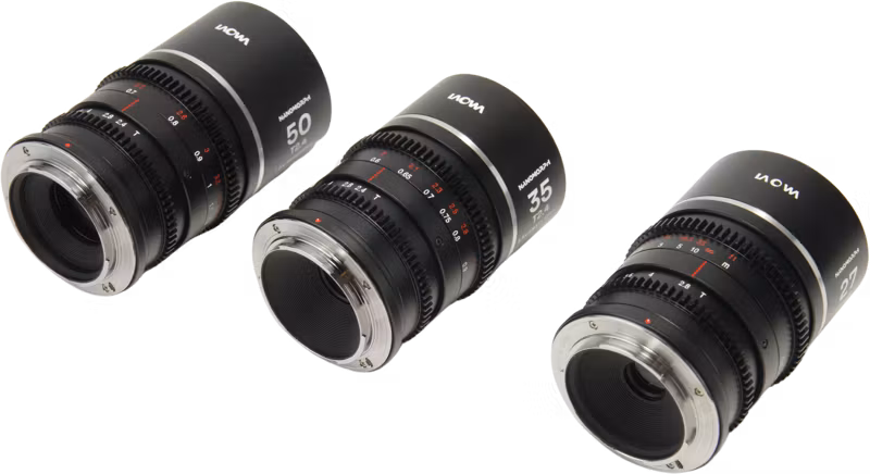 Laowa Nanomorph S35 Prime 3-Lens Bundle  (27mm, 35mm, 50mm) (Silver) - L Mount