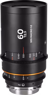 Laowa Nanomorph 60mm T2.9 1.5X S35 Macro 1:2 (Amber) - Arri PL/Canon EF