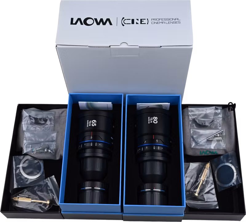 Laowa Nanomorph S35 Prime 2-Lens Bundle  (65mm,80mm) (Blue) - Arri PL/Canon EF