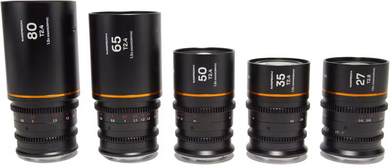 Laowa Nanomorph S35 Prime 5-Lens Bundle  (27+35+50+65+80mm) Amber  - L Mount