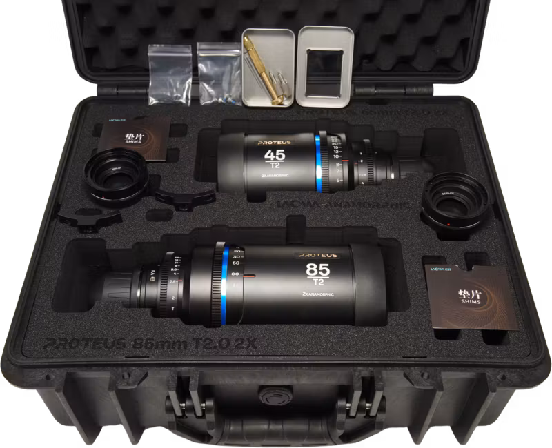 Laowa Proteus 2xAnamorphic 2-Lens Bundle Set B (45mm, 85mm) - Blue - Arri PL/Canon EF (feet)