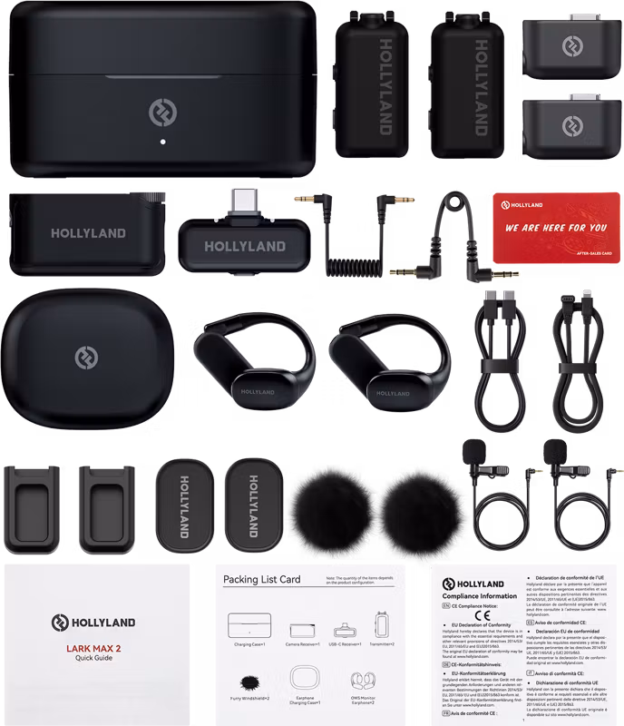 Hollyland LARK MAX 2 Ultimate Combo with OWS Monitor Earphone + Camera RX + USB-C RX