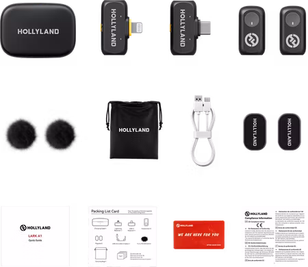 Hollyland LARK A1 Combo with USB-C RX + Lightning RX + Charging Case