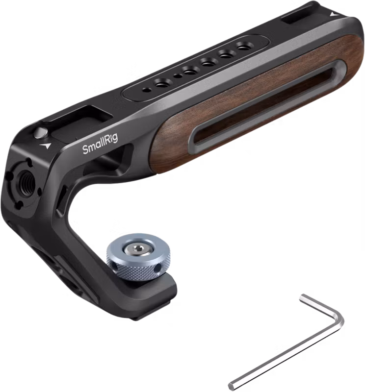 SmallRig 5250 Wooden Top Handle with Cold Shoe Mount