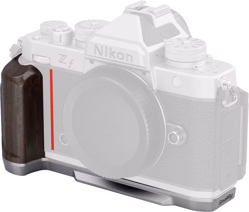 SmallRig 5707 L-Shaped Mount Plate with Wooden Handle for Nikon Z f Silver