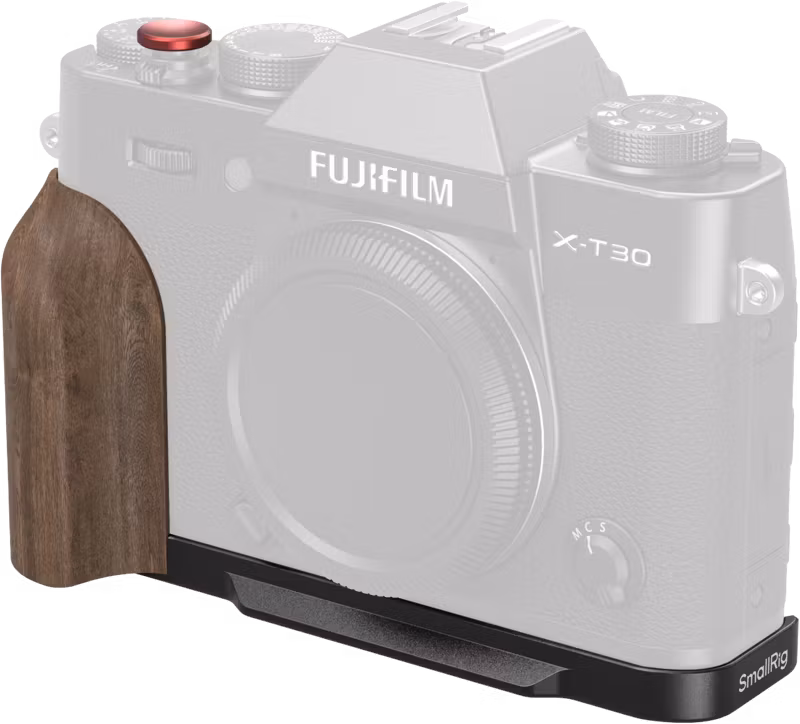 SmallRig 5666 L-Shaped Mount Plate with Wooden Handle for FUJIFILM X-T30 / T30 II / T30 III Black