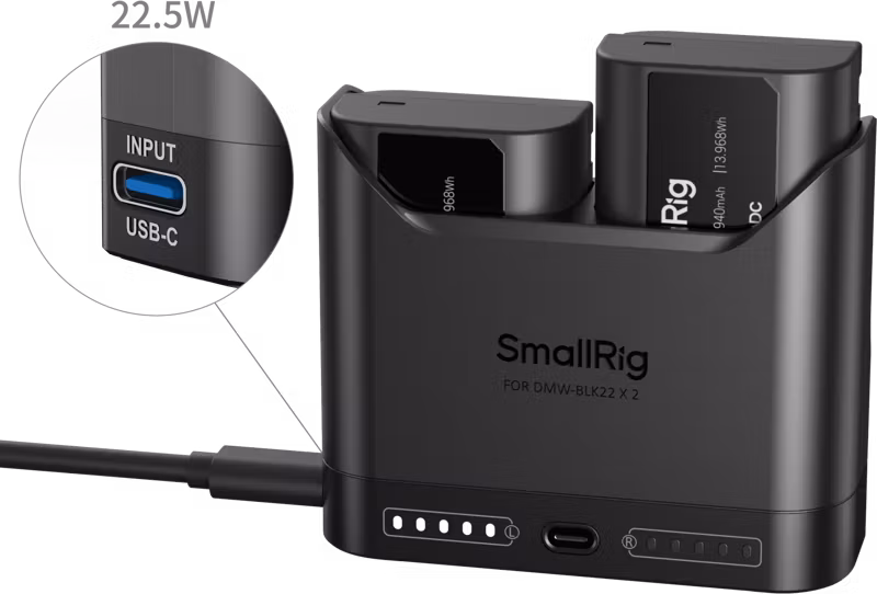 SmallRig 5487 Turbo Charging Kit for DMW-BLK22 Camera Batteries