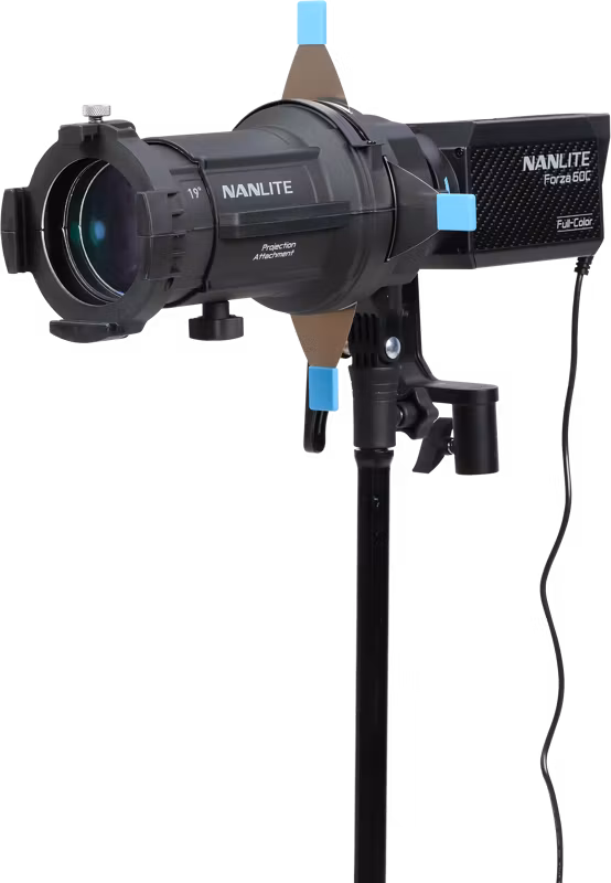 NANLITE Forza 60C LED Color Spot Light with 19°&36° Projection Attachment -  Ex Battery grip