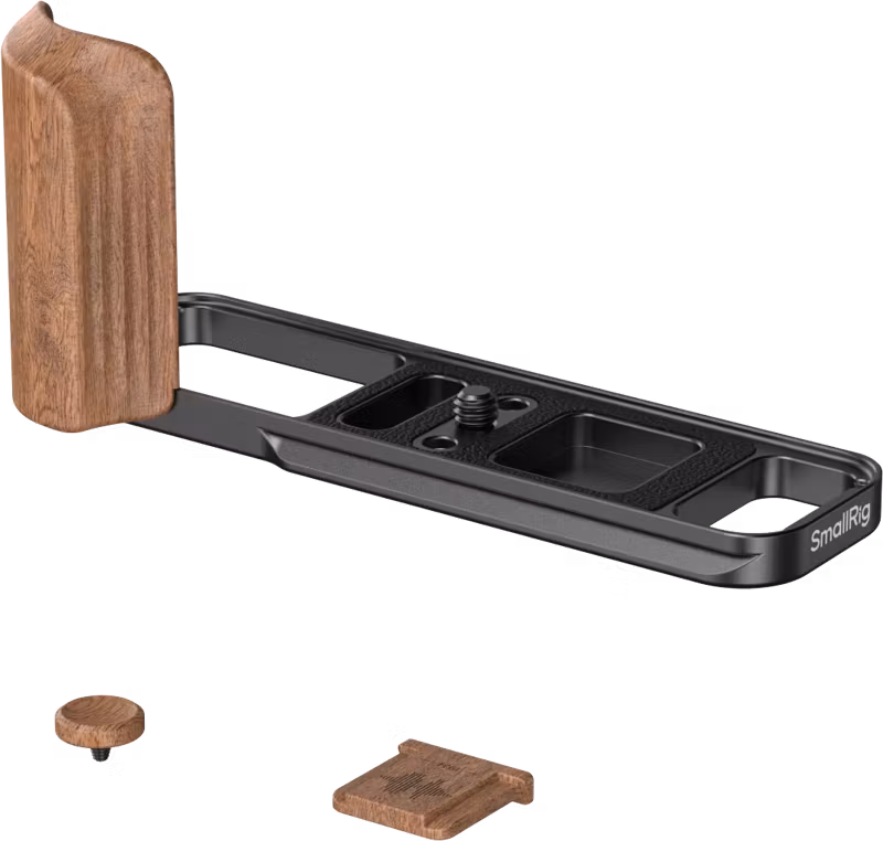 SmallRig 5985 L-Shaped Mount Plate with Wooden Handle for FUJIFILM X-E5 (Rosewood, Black)