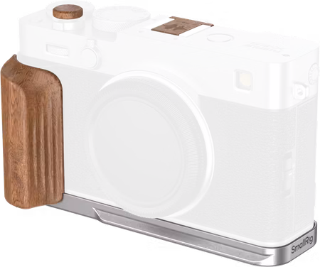 SmallRig 5984 L-Shaped Mount Plate with Wooden Handle for FUJIFILM X-E5 (Rosewood, Silver)