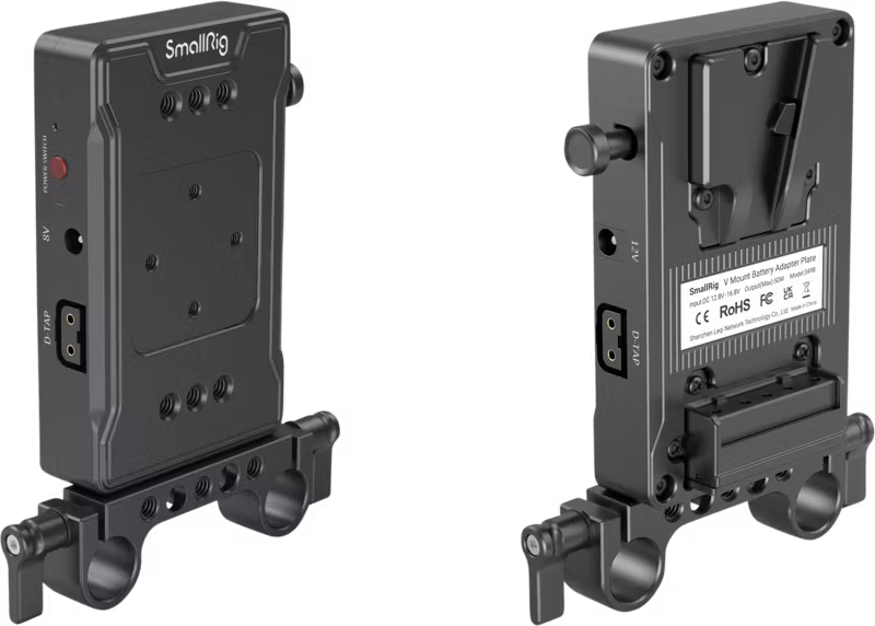 SmallRig 3498 Battery Adapter Plate V-Mount (Basic Version) with Dual Rod Clamp