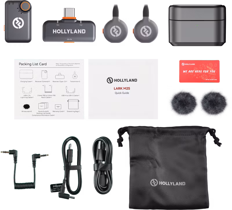 Hollyland LARK M2S Combo Wireless Lavalier Microphone Combo (Space Gray)