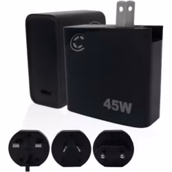 45w USB-C PD charger with universal AC Mains adapter and 3'' USBC cable