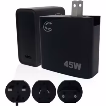 45w USB-C PD charger with universal AC Mains adapter and 3'' USBC cable