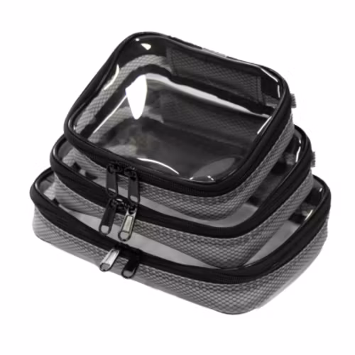 Set of Small, Medium and Large Black Cases with Thermoplastic Polyurethane Transparent Covers V2