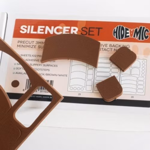 Silencer Set, precut foam pads with adhesive backing, BROWN