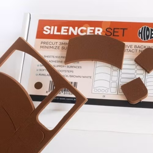 Silencer Set, precut foam pads with adhesive backing, BLACK
