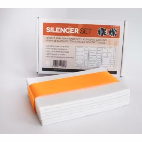 Silencer Set, precut foam pads with adhesive backing, WHITE
