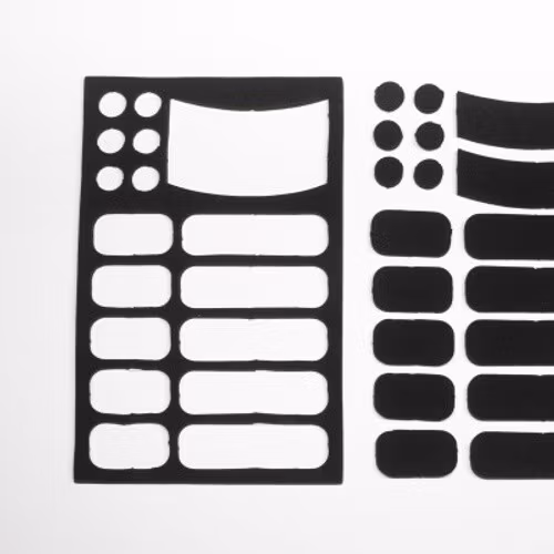 Silencer Set, precut foam pads with adhesive backing, WHITE