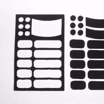 Silencer Set, precut foam pads with adhesive backing, WHITE