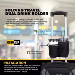 Luggage Handle Dual Drink Holder & Storage