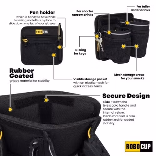 Luggage Handle Dual Drink Holder & Storage