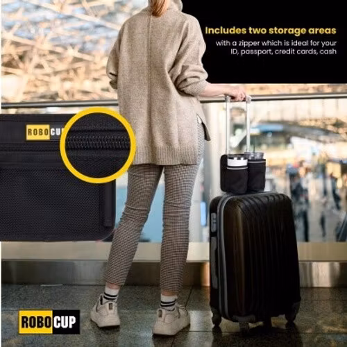 Luggage Handle Dual Drink Holder & Storage