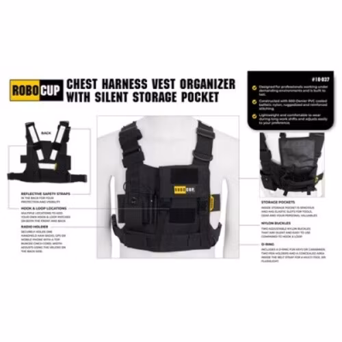 Chest Harness Vest Organizer with Silent Storage Pocket