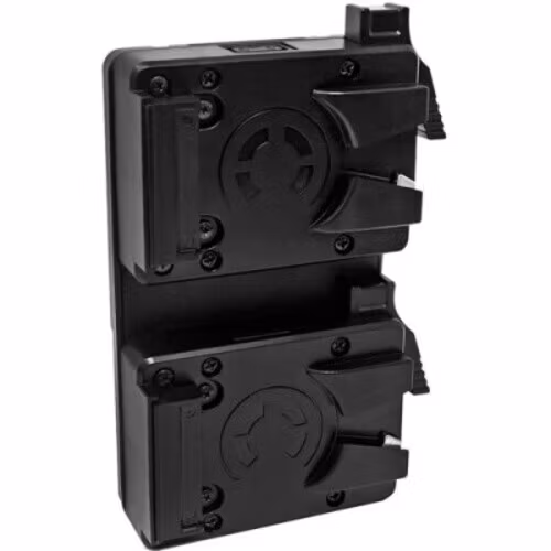 CORE V-mount Micro Hotswap plate.  Mounts two Micro packs on one standard v-mount sized plate Only for use with Micro packs.  Powertap output